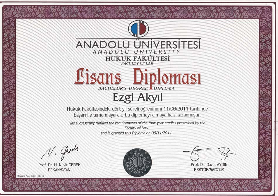 Anadolu Üniversitesi Lisans Diploması